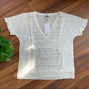 NEW • MNG Embroidered Openwork Blouse
